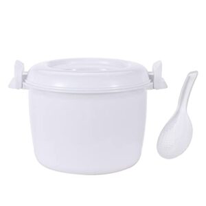 feeshow portable microwave rice cooker with rice paddle food steamer pot white small