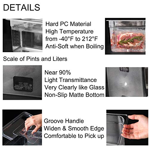 Sous Vide Container with Lid 11 Liter/12 Quarts for Virtually All Immersion Circulators Cookers Crystal Clear Transparent Polycarbonate Accessories Kit (12 Quats with Lid)