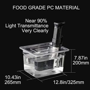 Sous Vide Container with Lid 11 Liter/12 Quarts for Virtually All Immersion Circulators Cookers Crystal Clear Transparent Polycarbonate Accessories Kit (12 Quats with Lid)