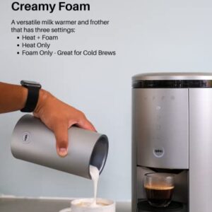 Spinn Milk Frother, Automatic Coffee Foam Maker for Latte, Cappuccino or Cold Brew, An At Home Barista Style Accessory Compatible with Spinn Coffee Machine (Silver)