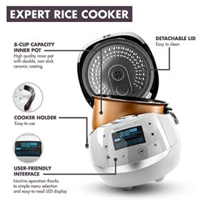 Reishunger Digital Rice Cooker and Steamer, Black, Timer - 8 Cups - Premium Inner Pot, Multi Cooker with 12 Programs & 7-Phase Technology for Brown Rice, Soups, Grains, Oatmeal & more - 1-8 People