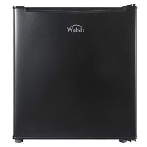 walsh wsr17bk compact refrigerator, 1.7 cu.ft single door fridge, adjustable mechanical thermostat with chiller, reversible doors, black
