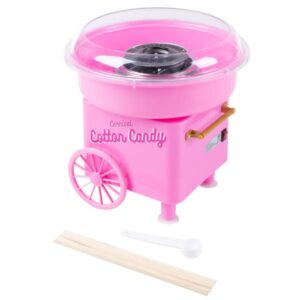 countertop cotton candy machine – includes scoop and 10 serving sticks – works with cotton candy sugar or hard candy by great northern popcorn (pink) (83-dt6084)