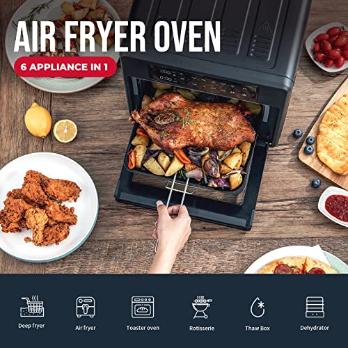 Air Fryer Oven, Toaster Oven Air Fryer Combo with Shake Reminder, Countertop Convection large AirFryer Oven with Rotisserie, Dehydrator, Recipes & Magnetic Cheat Sheet, 7 Accessories BLAZANT
