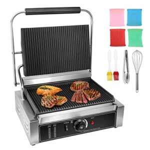 powlab commercial sandwich panini press grill 2200w sandwich press grill machine electric stainless steel sandwich maker non stick surface kitchen equipment for making hamburgers steaks bacons