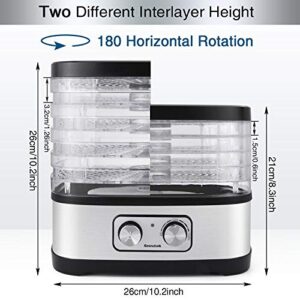 Seeutek Food Dehydrator Machine for Beef Jerky, Fruits, Vegetables Electric Dryer Machine with 5 BPA-free Trays, Adjustable Temperature Control, Recipe Book & 4PCS Reusable Storage Bags