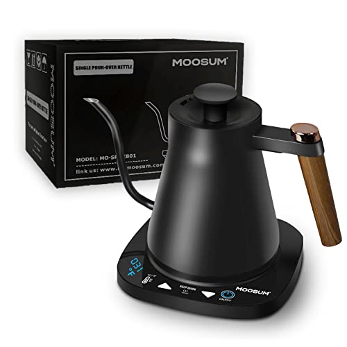 MOOSUM Electric Gooseneck Kettle Temperature Control 0.8L, Water Boils in 5 Minutes, Keep Warm for 12 Hours, Strix Thermostat System, Coffee and Tea Enjoyment Time, Gifts for Friend, Lover, Electric Water Kettle & Tea Kettle