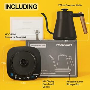 MOOSUM Electric Gooseneck Kettle Temperature Control 0.8L, Water Boils in 5 Minutes, Keep Warm for 12 Hours, Strix Thermostat System, Coffee and Tea Enjoyment Time, Gifts for Friend, Lover, Electric Water Kettle & Tea Kettle