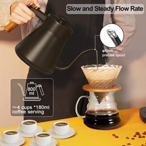 MOOSUM Electric Gooseneck Kettle Temperature Control 0.8L, Water Boils in 5 Minutes, Keep Warm for 12 Hours, Strix Thermostat System, Coffee and Tea Enjoyment Time, Gifts for Friend, Lover, Electric Water Kettle & Tea Kettle