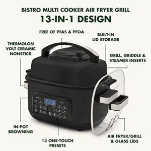 GreenPan Matte Black 13-in-1 Air Fryer Slow Cooker & Grill, Presets to Steam Saute Broil Bake and Cook Rice, Healthy Ceramic Nonstick and Dishwasher Safe Parts, Easy-to-use LED Display
