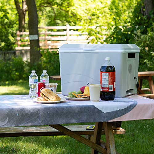 Koolatron Thermoelectric Iceless 12V Cooler/Warmer 36 qt (34 L), Electric Portable Car Fridge w/ 12 Volt DC Power Cord, Gray/White, Travel Road Trips Camping Fishing Trucking, Made in North America