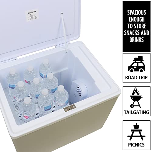 Koolatron Thermoelectric Iceless 12V Cooler/Warmer 36 qt (34 L), Electric Portable Car Fridge w/ 12 Volt DC Power Cord, Gray/White, Travel Road Trips Camping Fishing Trucking, Made in North America