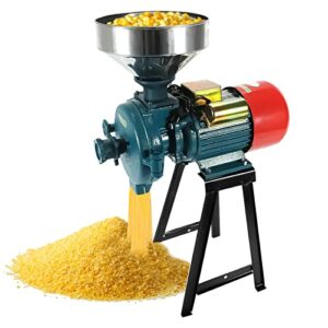 prijesse electric grain grinder mill, 110v wet dry corn grinder, commercial heavy duty feed mill dry cereals wheat grinder, with funnel