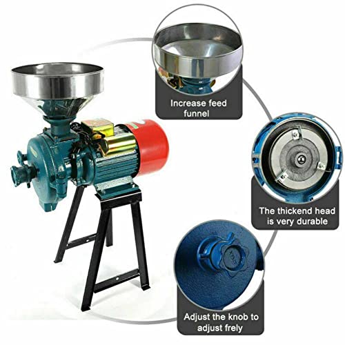 PRIJESSE Electric Grain Grinder Mill, 110V Wet Dry Corn Grinder, Commercial Heavy Duty Feed Mill Dry Cereals Wheat Grinder, with Funnel