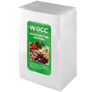 wgcc 100 quart size 8″ x 12″ 4mil vacuum sealer bags for food saver, bpa free and puncture prevention vacuum seal freezer bags sous vide bags, commercial grade,precut, great for storage, meal prep