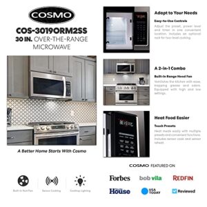 COSMO COS-3019ORM2SS Over the Range Microwave Oven with 1.9 cu. ft. Capacity, 1000W