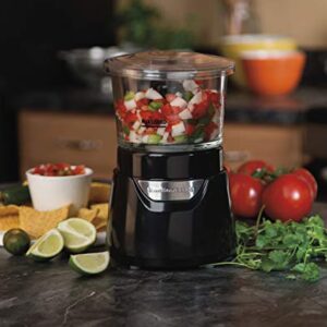 Hamilton Beach Stack & Press Mini 3-Cup Glass Bowl Food Processor & Vegetable Chopper, Black (72860)