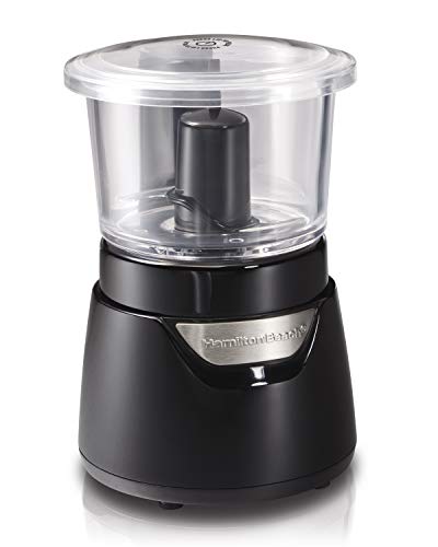 Hamilton Beach Stack & Press Mini 3-Cup Glass Bowl Food Processor & Vegetable Chopper, Black (72860)