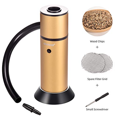 TMKEFFC Portable Smoking Gun, Food Cocktail Smoke Infuser Handheld Drink Smoker Kit for Meat Salmon Sausage Kitchen Indoor Outdoor, Wood Chips Included, Yellow