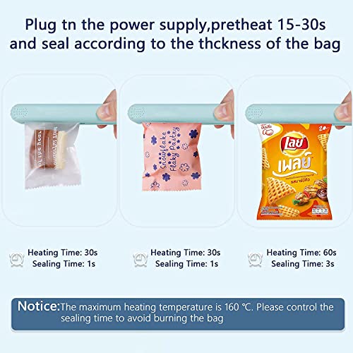 2PACK Mini Bag Sealer Heat, Portable Seal Plastic Bag Resealer Machine, Handheld Bag Heat Vacuum Sealers with Power Cable for Potato Chip Bags, Snack Bag, Food Storage