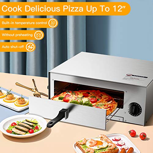 Giantex Pizza Bake Oven Kitchen Pizza Toaster Home Commercial Countertop Pizza Maker Stainless Steel Bake Pan with Handle and Removable Pizza Tray