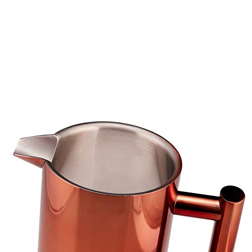 Floh French Press for Coffee & Tea in Rose Gold Copper - 34 Oz Insulated Stainless Steel Coffee Maker