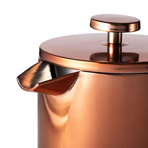 Floh French Press for Coffee & Tea in Rose Gold Copper - 34 Oz Insulated Stainless Steel Coffee Maker