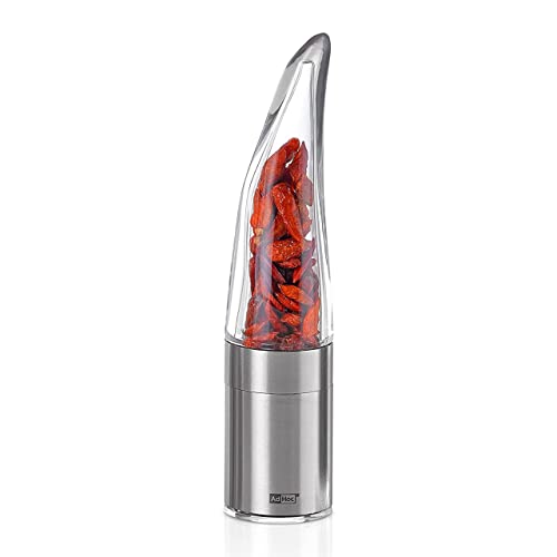 AdHoc Pepe Chili Cutter and Spice Grinder - Dried Spice Cutter with Aroma Bottom Cap - Homemade Red Chili Flakes - Stainless Steel, 8"