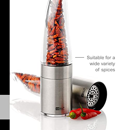 AdHoc Pepe Chili Cutter and Spice Grinder - Dried Spice Cutter with Aroma Bottom Cap - Homemade Red Chili Flakes - Stainless Steel, 8"