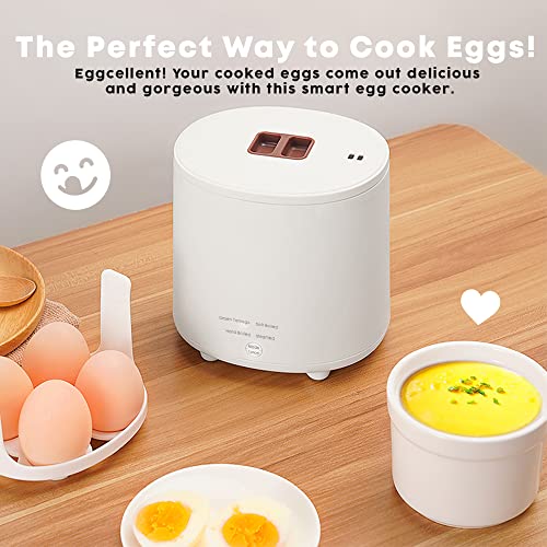 Mojoco Rapid Egg Cooker - Mini Egg Cooker for Steamed, Hard Boiled, Soft Boiled Eggs and Onsen Tamago - Electric Egg Boiler for Home Kitchen, Dorm Use - Smart Egg Maker with Auto Shut OFF and Alarm