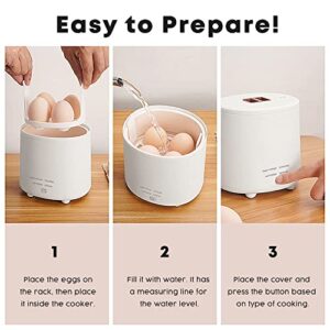 Mojoco Rapid Egg Cooker - Mini Egg Cooker for Steamed, Hard Boiled, Soft Boiled Eggs and Onsen Tamago - Electric Egg Boiler for Home Kitchen, Dorm Use - Smart Egg Maker with Auto Shut OFF and Alarm