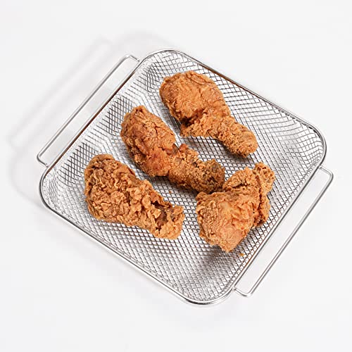 Air Fryer Basket For Oven, Stainless Steel Air Fryer Rack, Non-stick Baking Pan Bread Pan Set, Cooling Rack Grill Basket Baking Sheet, 2 Piece