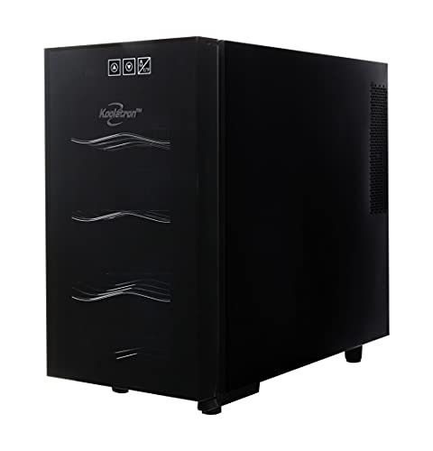 Koolatron 8 Bottle Wine Cooler, Black, Thermoelectric Wine Fridge, 0.8 cu. ft. (23L), Freestanding Urban Series Wine Refrigerator, Red, White and Sparkling Wine Storage for Kitchen and Apartment