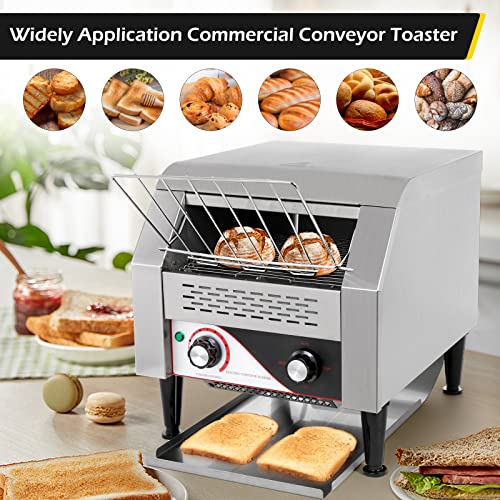 Dyna-Living Commercial Toaster 300 Slices/Hour Stainless Steel Restaurant Toaster Conveyor 2200W Heavy Duty Industrial Conveyor Toasters Bagel Toaster Conveyor Belt Toasters for Restaurant or Bakery