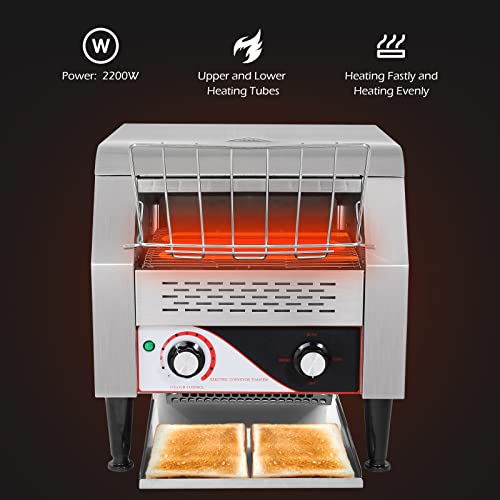 Dyna-Living Commercial Toaster 300 Slices/Hour Stainless Steel Restaurant Toaster Conveyor 2200W Heavy Duty Industrial Conveyor Toasters Bagel Toaster Conveyor Belt Toasters for Restaurant or Bakery