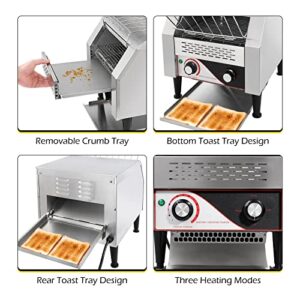 Dyna-Living Commercial Toaster 300 Slices/Hour Stainless Steel Restaurant Toaster Conveyor 2200W Heavy Duty Industrial Conveyor Toasters Bagel Toaster Conveyor Belt Toasters for Restaurant or Bakery