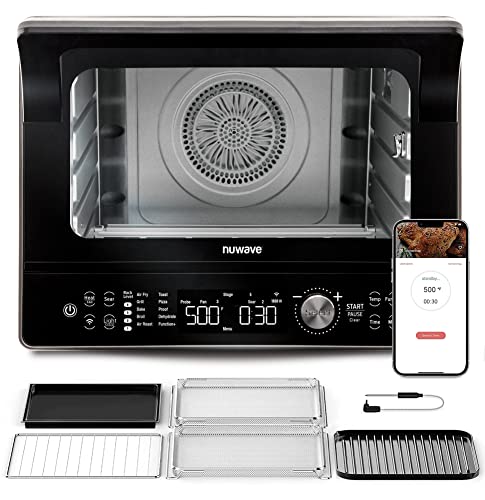 NuWave TODD ENGLISH iQ360 Digital Smart Oven, 20-in-1 Convection Infrared Grill Griddle Combo, 34-Qt Mega Capacity, 1800 Watts, Adjustable Triple Surround Heat Zones, Smart Thermometer, WIFI Enabled