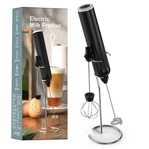 mulli milk frother for coffee with rechargeable and stand set,handheld frother electric whisk, milk foamer, mini mixer and coffee blender frother for frappe, latte, matcha