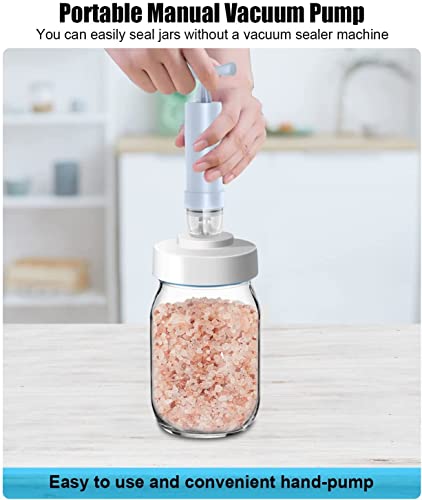 Mason Jar Vacuum Sealer for Foodsaver Vacuum Sealer Machine Mason Jar Sealer Vacuum Kit for Wide-Mouth & Regular-Mouth Mason Jar with Accessory Hose and A Manual Portable Vacuum Pump and Lid Opener