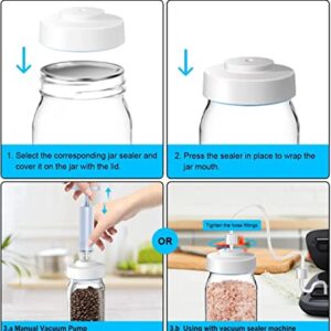 Mason Jar Vacuum Sealer for Foodsaver Vacuum Sealer Machine Mason Jar Sealer Vacuum Kit for Wide-Mouth & Regular-Mouth Mason Jar with Accessory Hose and A Manual Portable Vacuum Pump and Lid Opener