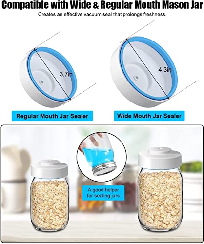 Mason Jar Vacuum Sealer for Foodsaver Vacuum Sealer Machine Mason Jar Sealer Vacuum Kit for Wide-Mouth & Regular-Mouth Mason Jar with Accessory Hose and A Manual Portable Vacuum Pump and Lid Opener