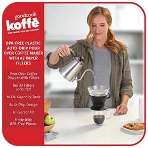 Goodcook Koffe BPA-Free Plastic Auto-Drip Pour Over Coffee Maker with #2 Paper Filters