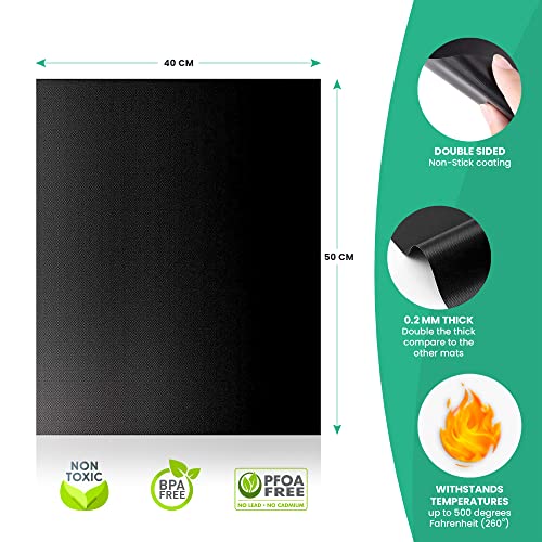 Oven Liner Sheet (Pack of 3) - 19.69" x 15.75" Large Premium Oven Liners For Bottom of Electric Oven and Gas Oven - Reusable Non-Stick Oven Mat for Bottom of Oven - BPA and PFOA Free