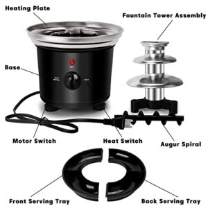 Outamateur 16-Ounce Chocolate Fondue Fountain,3-Tier MINI Chocolate Fountain,Electric Melting Machine with 6PCS Fondue Fork,Hot Chocolate Fondue With Removal Fruits/Nuts/Treats Serving Tray,for BBQ Sauce,Ranch,Nacho Cheese,Liqueurs (Black)