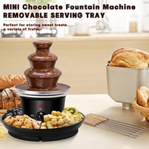 Outamateur 16-Ounce Chocolate Fondue Fountain,3-Tier MINI Chocolate Fountain,Electric Melting Machine with 6PCS Fondue Fork,Hot Chocolate Fondue With Removal Fruits/Nuts/Treats Serving Tray,for BBQ Sauce,Ranch,Nacho Cheese,Liqueurs (Black)