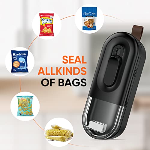 Mini Bag Sealer,2 in 1 Handheld Portable Chip Bag Sealer, Heat Seal with Cutter, for Snack Plastic Bags Storage