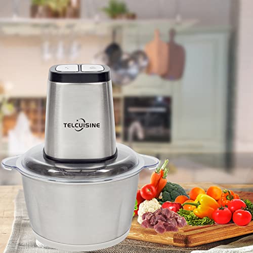 Electric Meat Grinder, 8-Cup Food processors with 2L Stainless Steel Bowl,meat mincer,Mini food Chopper for Meat, Vegetables, Fruits, 300W Powerful Motor 4 Detachable Stainless Steel Blades