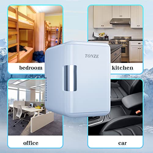 Skincare Mini Fridge for Bedroom Car Office Desk Outdoor, 4L 6 Can Portable Small Silent Refrigerator for Cooler and Warmer Skin Care Products Cosmetic Breastmilk Storage No Freezer 12v AC/DC,White
