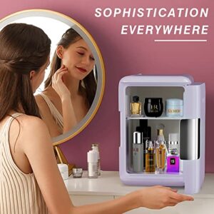 Skincare Mini Fridge for Bedroom Car Office Desk Outdoor, 4L 6 Can Portable Small Silent Refrigerator for Cooler and Warmer Skin Care Products Cosmetic Breastmilk Storage No Freezer 12v AC/DC,White