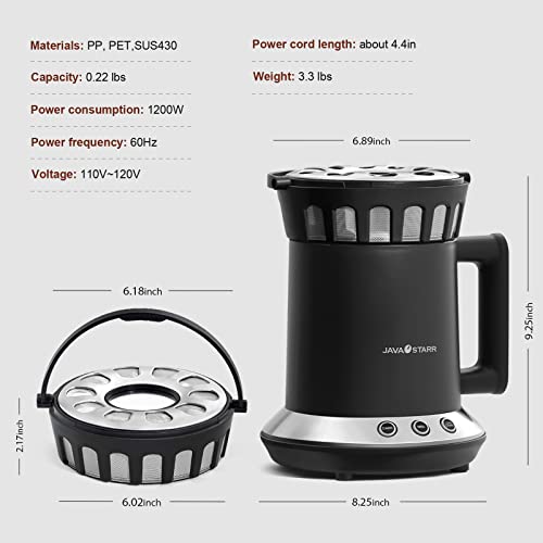 JAVASTARR Electric Coffee Roasters Machine for Home Use 1200W, One-Touch Control Coffee Bean Baker Roaster Med and Drak Two Baking Modes are Optional,Coffee Bean Roasting Machine 110V~120V